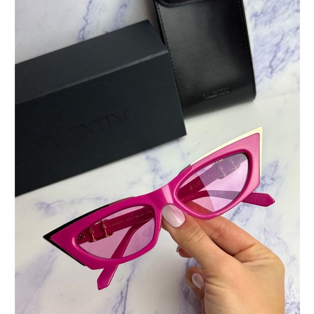 NEW Valentino V-Goldcut VLS113-C Pink Cat Eye Sunglasses
